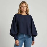 Women's Batwing Long Sleeve Ribbed Crop Top
