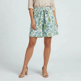 Women's Floral High Waist Pleated Shorts Tie Belt