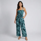 Women's Spaghetti Strap Wide Leg Jumpsuit Smocked Bodice